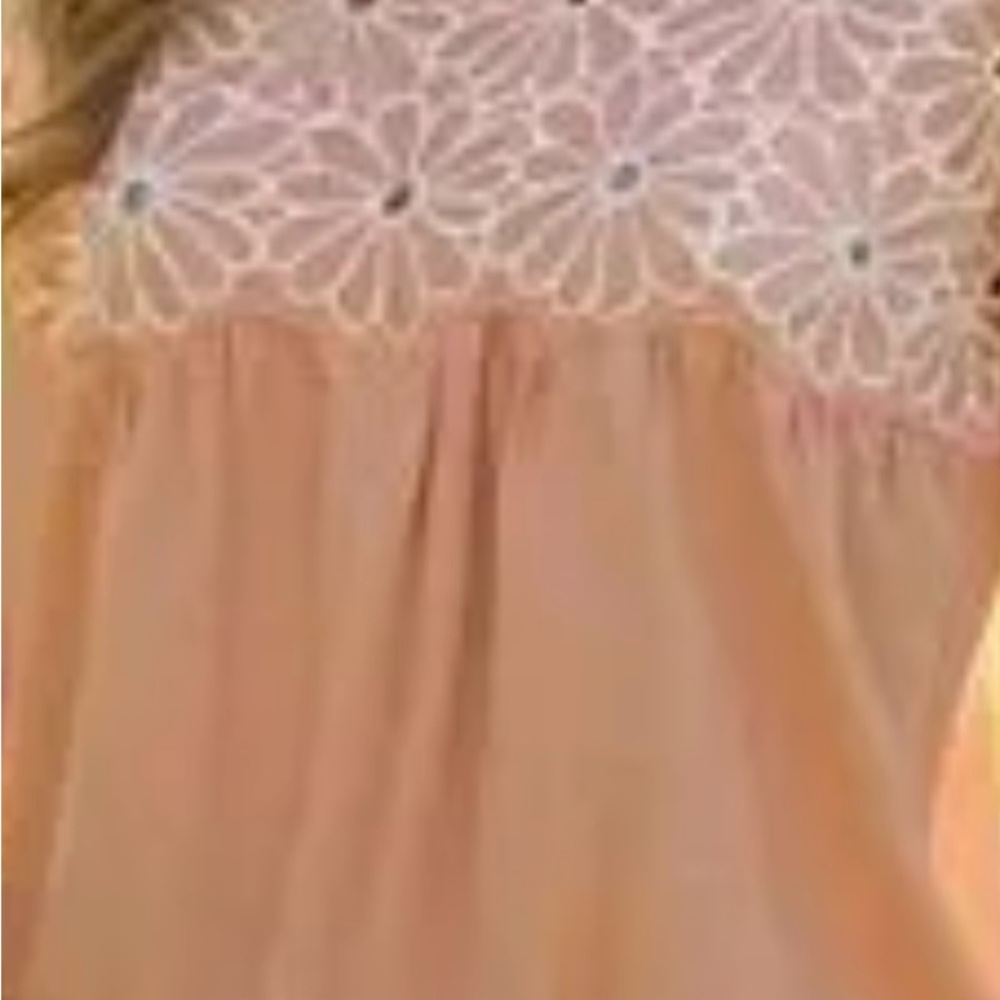 Free People Peach and White Lace Top
